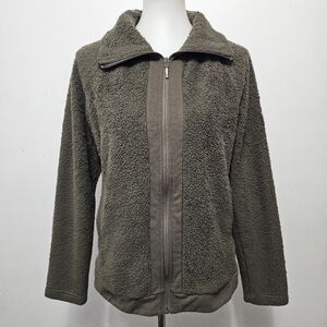The North Face Olive Furry Fleece Full Zip Jacket Size Medium